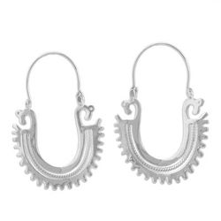 'The Plumed Serpent' - Unique Sterling Silver Hoop Earrings