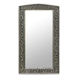 Mirror, 'Luxury' - Fair Trade Mirror Hand Craftd Repousse Brass Nickel