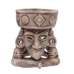 'Ancient Fire God' - Handmade Aztec Archaeologyl Ceramic Sculpture