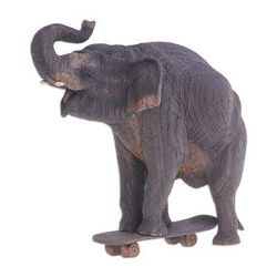 Elephant Wheelie,'Hand Crafted Teak Wood Elephant Sculpture'