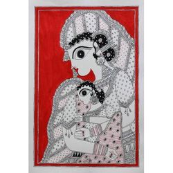 Mother and Child,'Mother and Child Madhubani Painting from India Artisan'