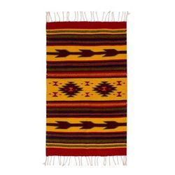 Burning Arrows,'Unique Geometric Wool Area Rug (2x3)'