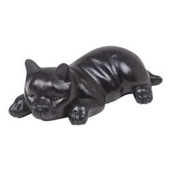 Sleepy Paws,'Hand-Carved Black Suar Wood Sculpture of a Sleepy Puppy'