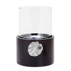 Elegant Lotus,'Lotus Motif Wood and Pewter Tealight Holder'