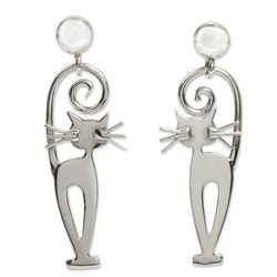 Taxco Silver Kitty Cat Earrings 'Taxco Cat'
