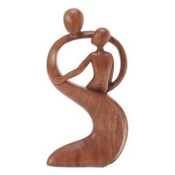 Father's Protection,'Artisan Crafted Suar Wood Statuette'
