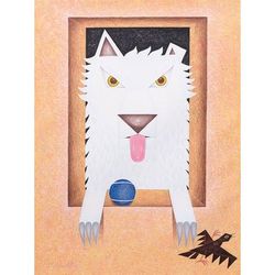 The White Dog,'Original Whimsical Dog Painting'
