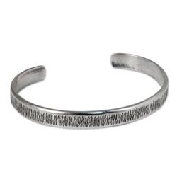 Sterling silver cuff bracelet, 'Gentle Sea Grass'