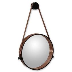 New Moon,'Contemporary Rustic Leather Wall Mirror'