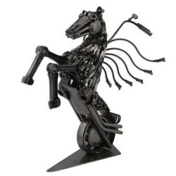 Iron Horse,'Upcycled Metal Motorcycle Horse Sculpture from Mexico'