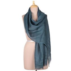 Dreams in Teal,'Linen Shawl in Teal Made in India'