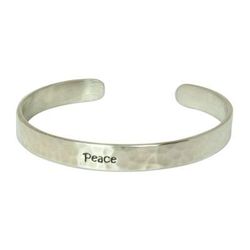 'Peace' - Inspirational Sterling Silver Cuff Bracelet from Thailand