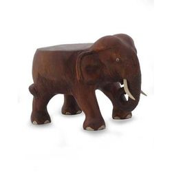 Wood stand, 'Thai Elephant' - Hand Carved Wood Stand