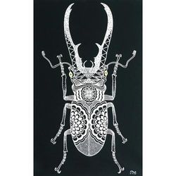 Cool Stag Beetle,'Acrylic Beetle Painting on Canvas'