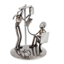 Rustic Infusion Nurse,'Rustic Auto Parts Sculpture of Infusion Nurse'