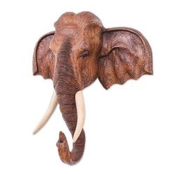 Knowing in Brown,'Hand Carved Teak Wood Elephant Sculpture'