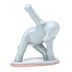 Elephant Triangle Pose,'Hand Crafted Ceramic Elephant Yoga Figurine from Thailand'