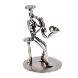 Rustic Saxophonist,'Recycled Car Part Saxophonist Sculpture'