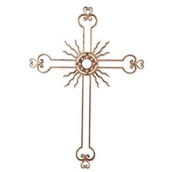 Light of the Path in Copper,'Iron Wall Decor Antiqued Cross Copper Color from Guatemala'