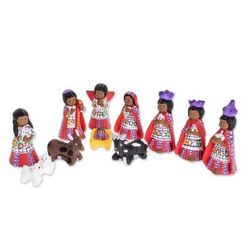 'Hand-Painted Cultural Ceramic Nativity Scene from Guatemala'
