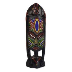 Na Gode,'African Beaded Mask Sculpture Crafted by Hand'