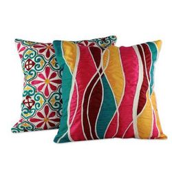 Cushion covers, 'Happy' (pair)