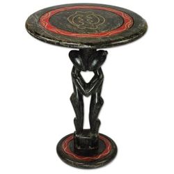My Dear One's Table,'West African Hand Crafted Cirular Wood Accent Table'