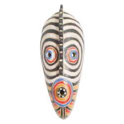Dinpa,'Hand Painted Oblong Sese Wood Mask from Ghana'