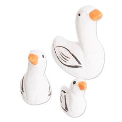Goose Family,'Set of 3 Goose Ceramic Figurines from Guatemala'