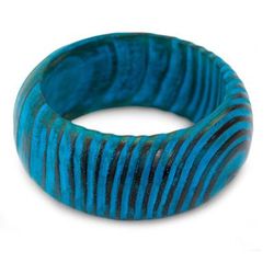 Wood bangle bracelet, 'Ocean Empress'