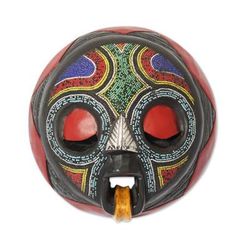 African beaded wood mask, 'Asomdwoe II'