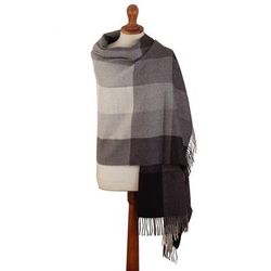 Gray Squared,'Super Soft Grey Plaid Alpaca Wool Patterned Scarf'