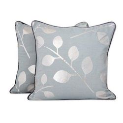 Cotton cushion covers, 'Drifting Leaves' (pair)