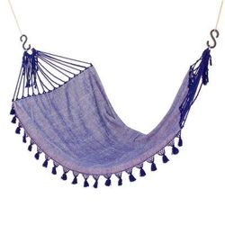 Jacaranda Flowers,'Handwoven Cotton Single Hammock in Sapphire from Guatemala'
