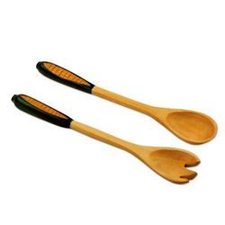 'Golden Maize' (pair) - Fair Trade Wood Serving Utensils