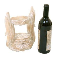 Dolphin's Waltz,'Hand Made Wooden Dolphin Bottle Holder from Indonesia'