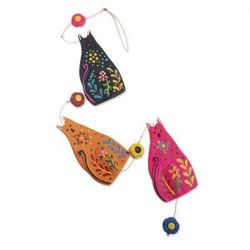 Cat Parade,'Hand-Painted Cat-Themed Wall Accent from Peru'