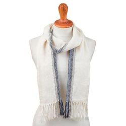 Elegant Accent,'Handwoven 100% Baby Alpaca Wrap Scarf in Alabaster from Peru'