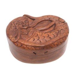 Mermaid Dance,'Hand Carved Suar Wood Mermaid Puzzle Box'