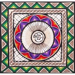 Flower Spiral,'Multicolor Hand Painted Spiral Wall Art Paper from Mexico'