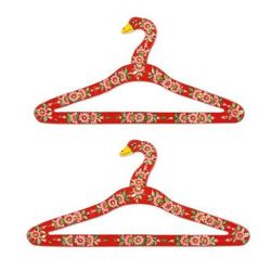 'Hand-Painted Floral-Motif Wood Hangers (Pair)'