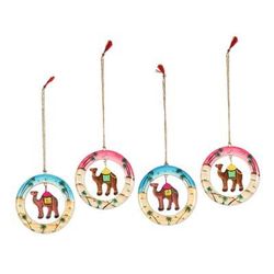 Ring of Camels,'Handcrafted Wood Camel Ornaments Set of 4'