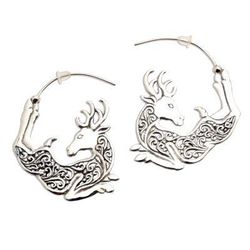 Flying Reindeer,'Half Hoop Flying Reindeer Earrings'