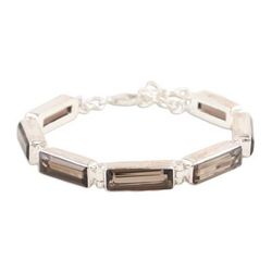'14-Carat Smoky Quartz Link Bracelet Crafted in India'