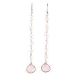 Morning Drops,'4-Carat Rose Quartz Dangle Earrings from India'