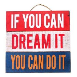 If You Can Dream It,'Painted Wood Decorative Wall Sign from Indonesia'