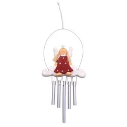 Angel Tune in Red,'Angel-Themed Wood Wind Chimes in Red from Bali'
