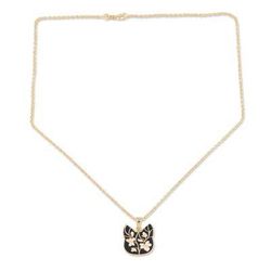 Art Cat,'Gold-Plated Enamel Pendant Necklace'