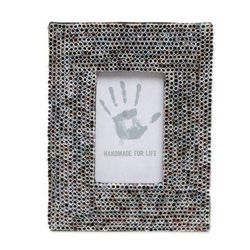 Straw Memories,'Recycled Paper Multicolored Photo Frame from Bali 3x5'
