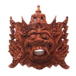 Rahwana King of Alengka,'Balinese Carved Wood Mask Depicting Alengka King of Alengka'